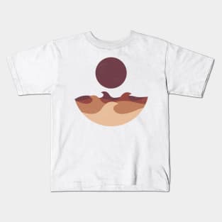 Boho style waves and sun earth tones Kids T-Shirt